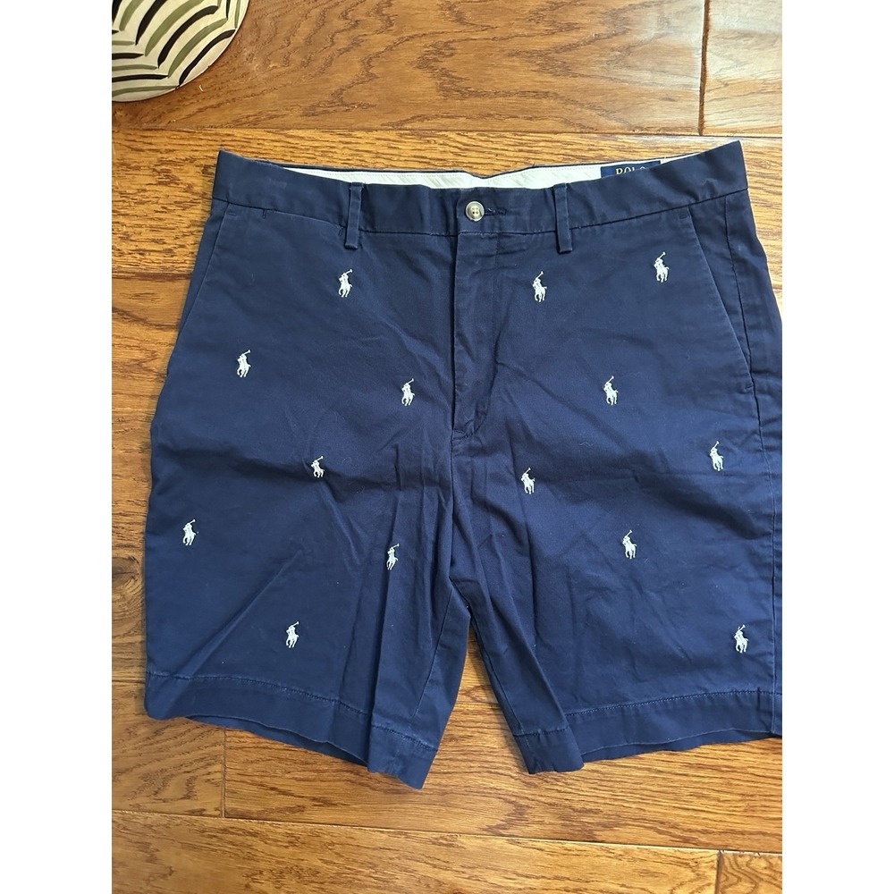 Polo Ralph Lauren Shorts Mens 34 Navy Chino Embroidered Pony Stretch Classic Fit